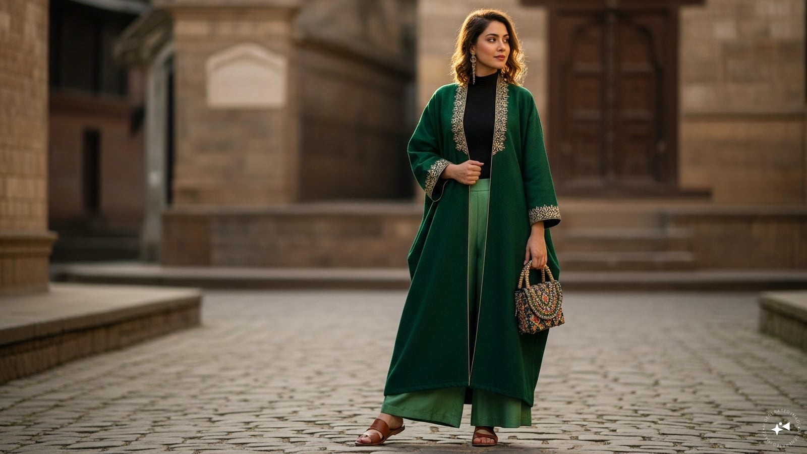 Ethnic Fusion Style: Combine your Pheran with jeans or palazzo pants for a contemporary ethnic fusion. Accessorize with chunky jewellery and embroidered juttis to add a modern twist to this classic attire, perfect for festive brunches or casual city strolls.
